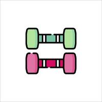 Two dumbbells are shown in a flat design vector