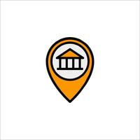 A map pointer with a building on it vector