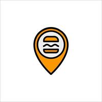 A burger icon on a map pointer vector