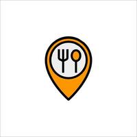 A map pin with a fork and spoon icon vector