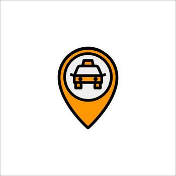 A taxi icon on a map pointer vector