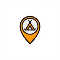 A map pin with an orange and black symbol vector