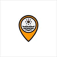 A map pointer with a beach and sun vector