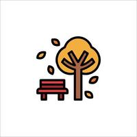 A park bench and tree with leaves vector