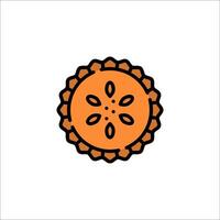 A simple orange and black icon of a cookie vector