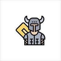 A viking with a sword and shield icon vector