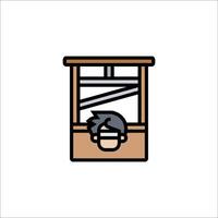 A man is sitting in a window with a hat on vector
