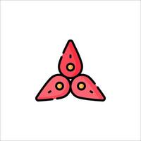 A red triangle with three dots on it vector