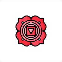 The chakra symbol is a red flower with a black dot in the center vector