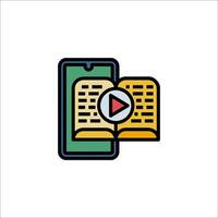 An open book and a player icon vector