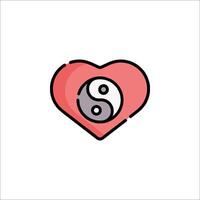 Yin yang symbol in heart shape vector