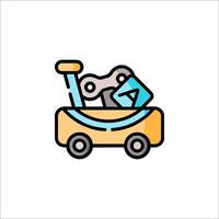 A toy car with a box on top and a phone in the back vector