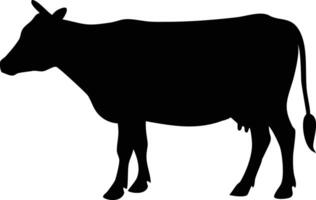Silhouette of a Holstein Cow Standing in Profile, Isolated on a White Background vector