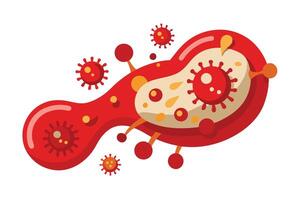 Red Virus Model with Orange Details on White Background, Detailed Cartoon Flat Design vector