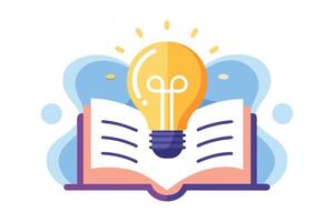 Open Book with Yellow Lightbulb Design, Creative Idea with White Background vector