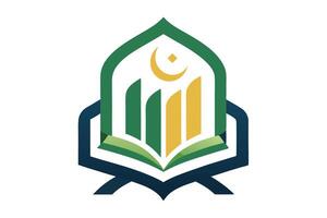 Green Geometric Islamic Icon with Crescent Moon and Transparent Background Design vector