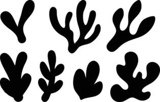 Organic Shapes Silhouette Set, Botanical Form Collection on Transparent Background vector