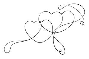 Continuous Line Drawing of Hearts, Romantic Linear Design on Transparent Background vector