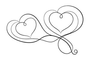 Two Hearts Intertwined Elegant Monoline Art with Flowing Lines on Transparent Backdrop vector