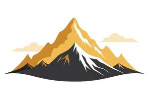 Mountain Landscape with Golden Peaks and Cloud Graphics in Flat Design vector