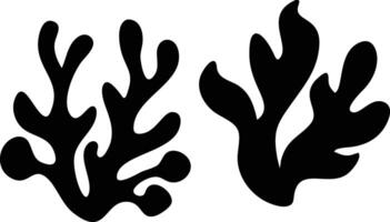 Two Abstract Fluid Shapes in Black on Transparent Background Minimalist Design vector