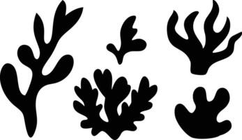 Abstract Seaweed Set Isolated on White Background, Minimalist Plant Design vector