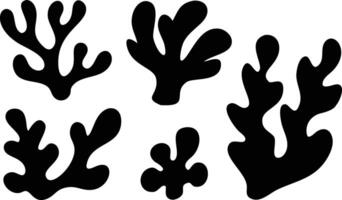 Seaweed Black Silhouettes Collection Isolated on White Background Design Element vector