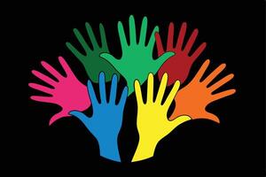Colorful Hands on Transparent Background. A Symbol of Unity vector
