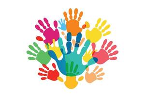 Colorful Handprints Design, Transparent Background, Flat Style Hand Marks vector