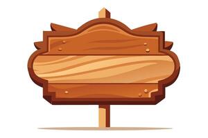 Cartoon Style Wooden Signpost with Stand on White Background Detailed Design vector
