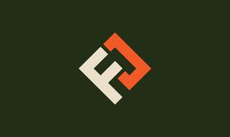 FJ sharp square moongram logo design vector