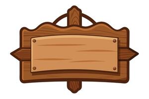 Cartoon Style Wooden Signboard with Blank Space on Transparent Background vector