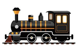 Cartoon Style Train with Golden Details on White Background vector