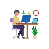 Productive Multi Monitor Workstation Setup vector