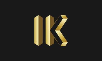 IK 3D monogram logo design vector