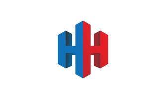 3D HH monogram logo design vector
