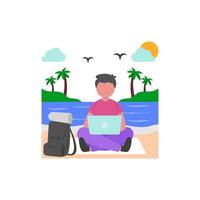 Remote Work While Traveling vector