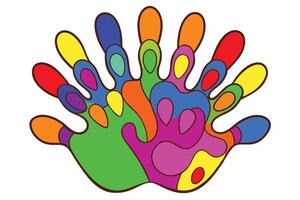 Abstract Colorful Hand Palm with Various Blobs on White Background vector