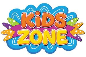 Cartoonish Kids Zone Text with Arrows and Stars on a White Background vector