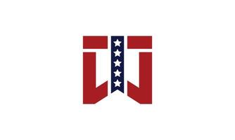 ITW or WTI USA flag monogram logo design vector