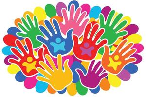 Hands Colorful Group Crowd White Background Design vector