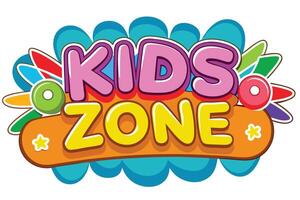 Cartoon Kids Zone Text with Colorful Shapes and Stars on Transparent Background vector