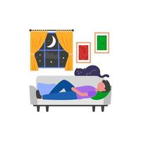 Comfortable Sofa Sleeping Setup vector