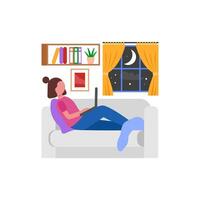 Comfortable Sofa Computing Setup vector