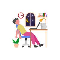Exhausted Evening Work Recovery vector