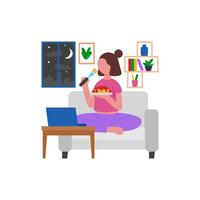 Comfortable Couch Dining Setup vector
