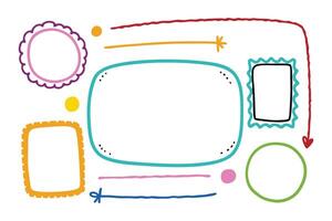 Playful Doodles with Colorful Shapes and Arrows on White Background Sketch Elements vector