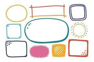 Colorful Hand Drawn Shapes Set Circles, Rectangles, and Ellipses on White Background vector