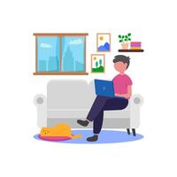 Comfortable Sofa Workspace Setup vector