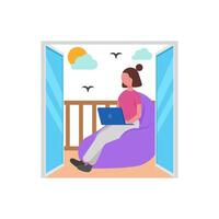 Scenic Rooftop Workspace Setup vector